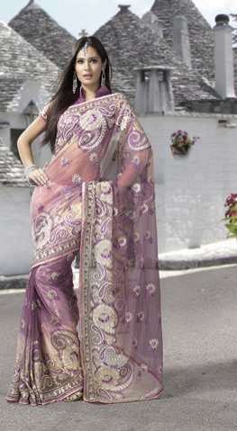 Bollywood-Fashion Malvenfarbigen sari (saree) mit Blusenstoff